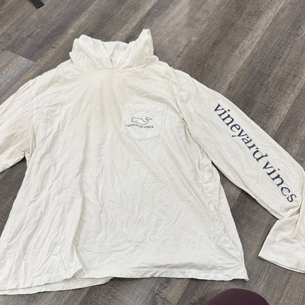 Vineyard Vines Cream Hoodie with Logo